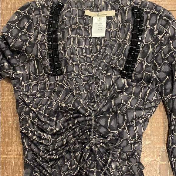 Blumarine Reptile Print Embellished Ruched Dress - Picture 7 of 8